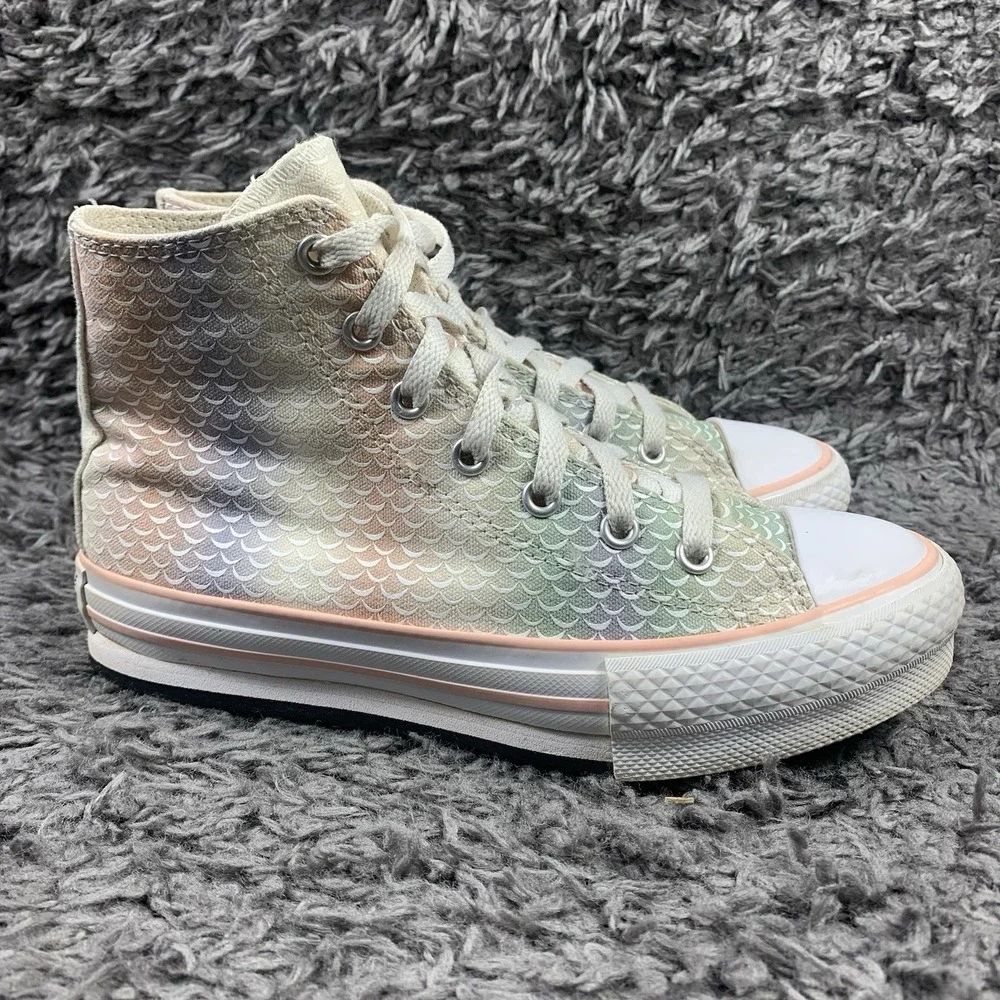 Converse Youth Size 3 Chuck Taylor Eva Lift Hi Top Sneakers 372752C Mermaid